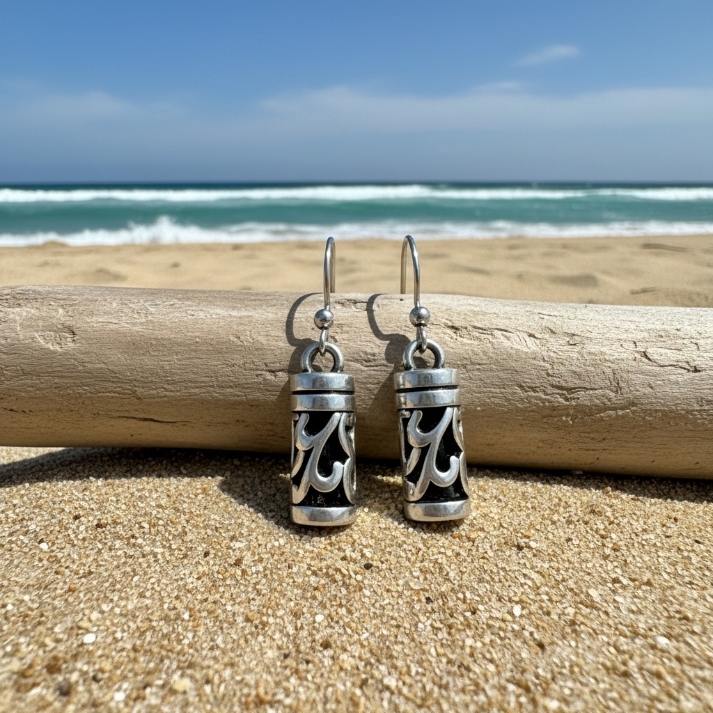 Vintage Bohemian Distressed Hollow Cylindrical Drop Earrings